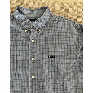 Chaps Blue Patterned Button Down Long Sleeve Cotton Blend Shirt Mens Size XL